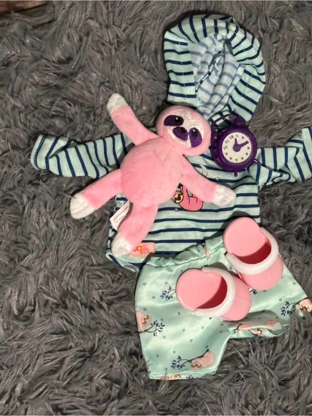 Plush Pink Sloth Toy with Pink Accessories - Kids Toys